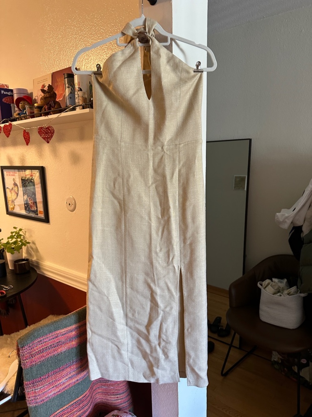 Sézane - Sleeveless Halter Maxi Dress in Light Beige